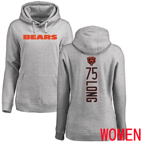 Chicago Bears Ash Women Kyle Long Backer NFL Football 75 Pullover Hoodie Sweatshirts